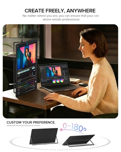 UPERFECT Portable Monitor 4K 60Hz 18.5", 145% sRGB QLED Laptop Monitor, 400 Nits Ultra-Slim Monitor, USB-C & HDMI, VESA & Case, Travel Second Screen for Laptop, Computer, Mini PC, Game Consoles - size: 18.5