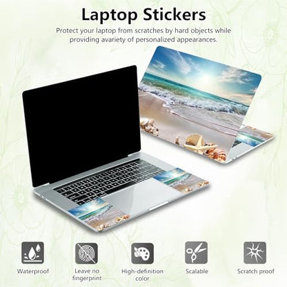 Laptop Skin Sticker Decal, Universal Reusable Vinyl Laptop Cover for 12" 13" 13.3" 14" 15" 15.4" 15.6" Notebook PC, Reusable Waterproof Scratch-Resistant with 2 Wrist Pads,Starfish Beach - color: Starfish Beach