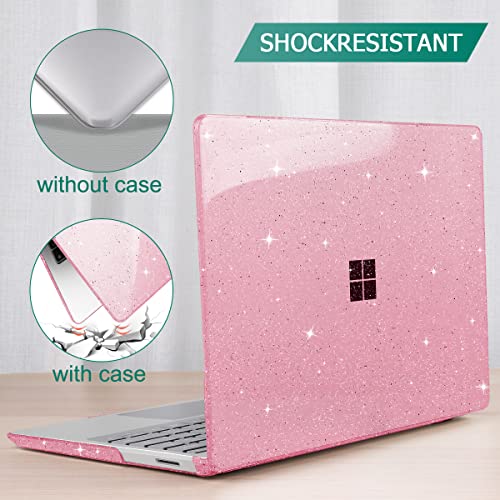 Mektron Glitter 2023 Microsoft Surface Laptop GO 3 Case 12.4" Compatible with Go 2/1 Laptop Cover 2022-2020 Releases Model 1943/2013 Plastic Hard Shell Case with Screen Protector, Sparkle Pink - color: Sparkle Pink