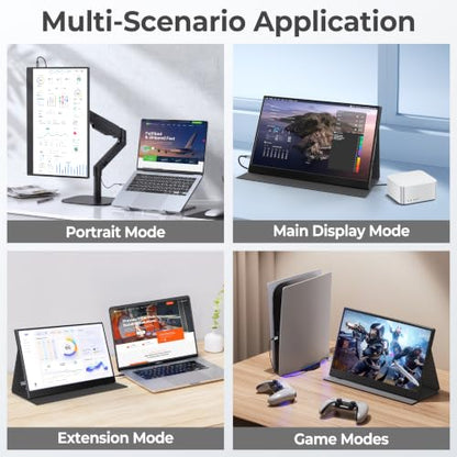UFYQL Portable Monitor for Laptops - 15.6 -inch FHD 1080P IPS Screen, Built-in Speakers, USB-C/HDMI, Includes Protective Case, Compatible with Laptops, MAC, PC, Phones, PS4/5, Xbox, Switch