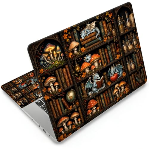 Universal Laptop Skin Sticker Decal 11-15.6 Inches, Baby Dragon Bookshelf | Reusable Vinyl Sticker for 12.1 13 13.3 14 15.4 Inches Notebook PC, Scratch Resistant Waterproof, Easy to Trim & Apply - color: Baby Dragon Bookshelf