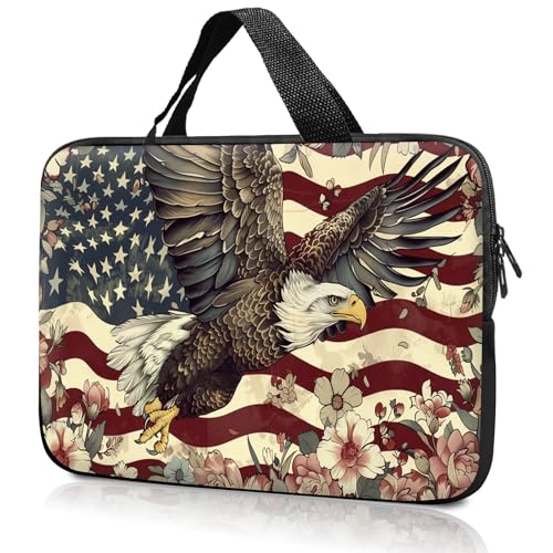 14" 15" Laptop Handle Bag Computer Bag,14.2" 15.4 inch Pouch Holder Notebook Sleeve Cover Compatible for Dell,Lenovo,Toshiba HP, Asus Notebook Messenger Briefcase-Flying Eagle flag flowers - color: Flying Eagle Flag Flowers