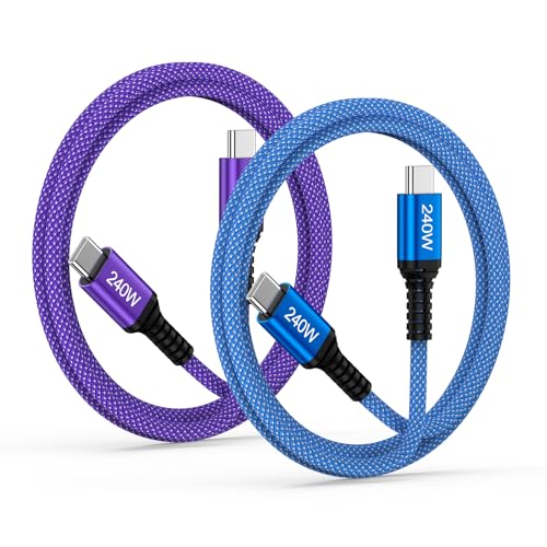 for iPhone 17e Charger Cord USB C to USB C Cable 240W Super Fast Charging Cord for iPhone 17 Pro Max 16 Plus 16e 15, 3FT 2Pack Type C Fast Charge Braided USBC Car Charger Cable for Laptop MacBook iPad