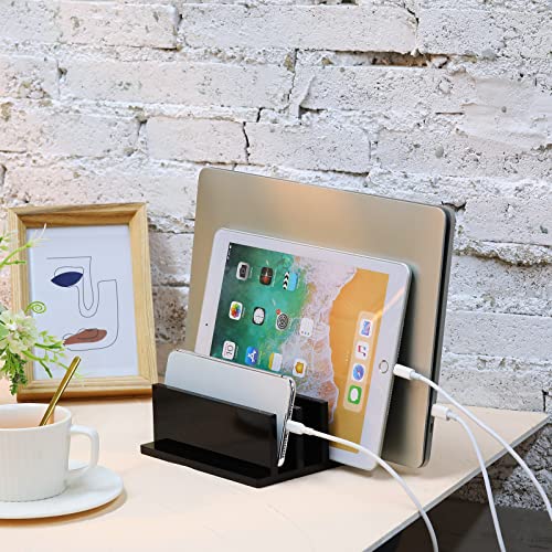 Frienda 1 Piece 4-Compartment Acrylic Vertical Laptop Stand, Can Accommodate with a Thickness of Less Than 2 cm, Fits Most Laptop (Black) - style: Black