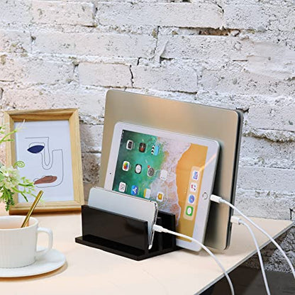 Frienda 1 Piece 4-Compartment Acrylic Vertical Laptop Stand, Can Accommodate with a Thickness of Less Than 2 cm, Fits Most Laptop (Black) - style: Black