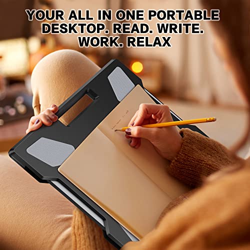 Laptop Lap Desk for Bed & Couch, Portable Laptop Lap Pad with Retractable Left/Right Mouse Pad, Stable & Comfortable Lap Tray for Sofa, Travel, Writing & Home Office