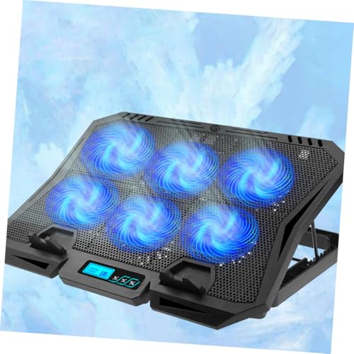 Toddmomy Laptop Cooling Pad 15.6 Inch with 6 Fans, Quiet Adjustable Speed Laptop Cooler Stand with Blue LED Light, Portable Cooling Fan Base for Gaming and Office Use