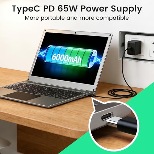 Portable Monitor with Keyboard, 15.6 Inch Lapdock Display with 6000mah Battery,CrowView Note 1080P FHD USB C Monitors with RPi5&Jetson Adapters Compatible with RPi5, PC, Phone, Mac, Game Console