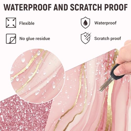 3Pcs Marble Mosaic Laptop Skin Sticker Universal Removable Vinyl Stickers Fits for 12.1 13 14 15.6 16 Inch Waterproof Notebook Decal Cover Gift - color: pink