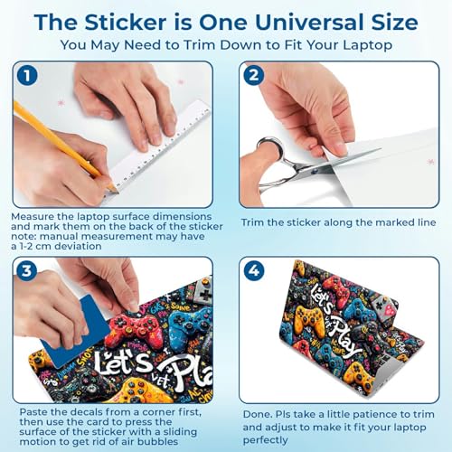 Reusable Universal Laptop Skin Sticker, Cut to Fit for 11.6–15.6 Inch Laptops, Waterproof Protective Film, No-Residue - Play Games - color: Play Games