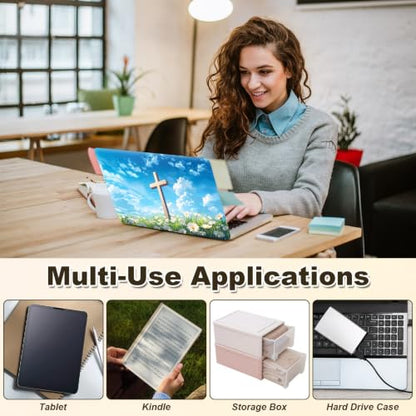 Universal Laptop Skin Sticker Decal 11-15.6 Inches, Cross White Daisy | Reusable Vinyl Sticker for 12.1 13 13.3 14 15.4 Inches Notebook PC, Scratch Resistant Waterproof, Easy to Trim & Apply - color: Cross White Daisy