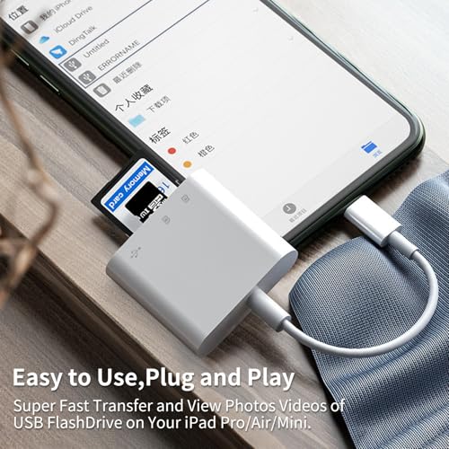 USB C SD Card Reader | iPhone 15 16, iPad, Mac - size: 3Slots