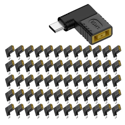 70PCS USB-C to Slim Square Tip DC Converter Adapter, 65W PD Charging for ThinkPad X1 Carbon/T480/Yoga 900