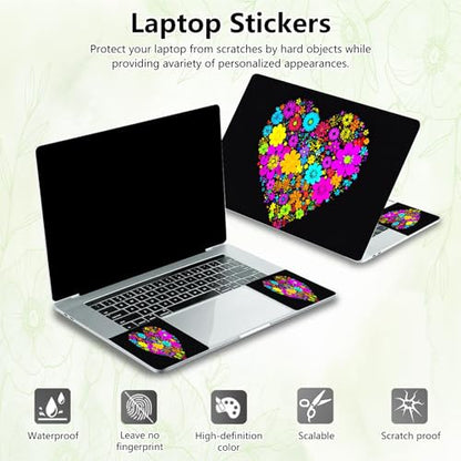 Laptop Skin Sticker Decal, Universal Reusable Vinyl Laptop Cover for 12" 13" 13.3" 14" 15" 15.4" 15.6" Notebook PC, Waterproof Scratch-Resistant with 2 Wrist Pads, Easy to Apply & Remove,Flowers - color: Flowers