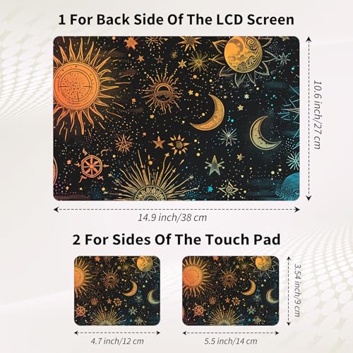 Laptop Skin Sticker 3-Piece Set,Starry Night Sky | Trim-to-fit 3-piece vinyl set with one 15 x 10.6 in lid skin and two palm-rest decals for many 12-15.6 in laptops - color: Starry Night Sky