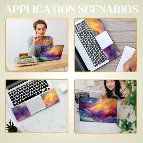 SUPERDANT Laptop Skin Sticker Cloud Ombre Laptop Decals Personalized Universal Notebook Computer Wrap Vinyl Skin Stickers Cover Art Decal Removable 12-15.6 Inch Waterproof Scratch-Resistant Gifts - style: Colorful Clouds
