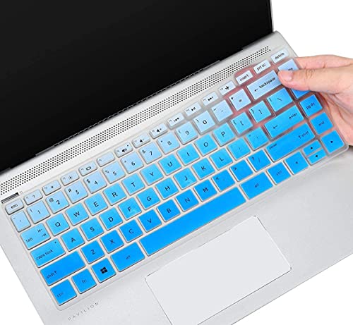 Keyboard Cover for HP Pavilion x360 14 & HP Laptop 14-dq0040nr/HP 14-dq/dh/dk 14-fq 14-cd/ce/cf HP Ultrabook 14, 14-dq5009nr 14-dq6015dx 14-dq0760dx 14-dq0762dx 14-dq0703dx 14-dq0052dx dq5043cl - color: Ombre Blue