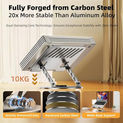 360° Rotatable Height-Adjustable All-Metal Dual-Bar Laptop Stand, Anti-Slip Heat-Dissipating for MacBook Pro/Air (10-17"), Tablet, Gaming, Office, Home, Drawing - Gray - color: C. Extra Large 2-Tier, Gray