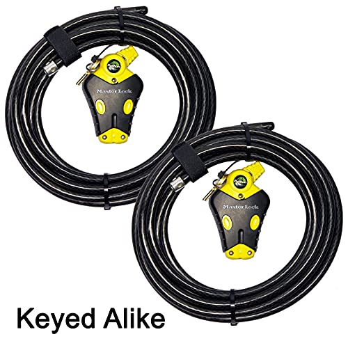 Master Lock - Two 20 ft Python Adjustable Cable Locks Keyed Alike, 8413KACBL-2020 - size: 2-20 ft