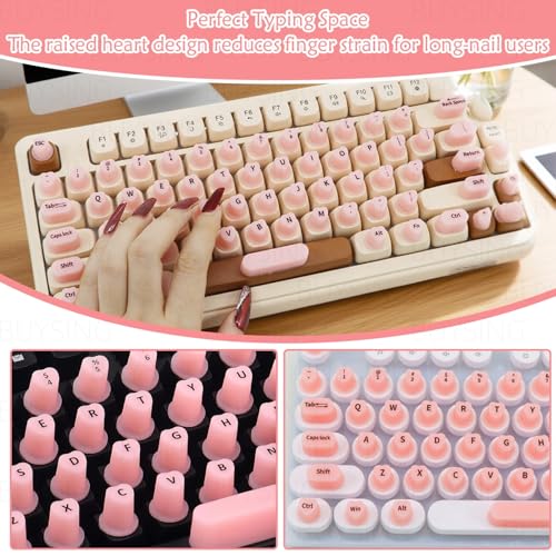 Heart-Shaped Silicone Keyboard Stickers for Long Nails with Letters | Reusable Non-Slip Keys Cover, Universal Fit for All Keyboards | Washable, Anti-Static & Portable (70 Pcs) - size: Keyboard Stickers