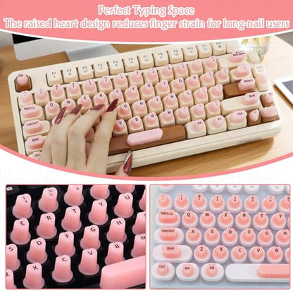 Heart-Shaped Silicone Keyboard Stickers for Long Nails with Letters | Reusable Non-Slip Keys Cover, Universal Fit for All Keyboards | Washable, Anti-Static & Portable (70 Pcs) - size: Keyboard Stickers