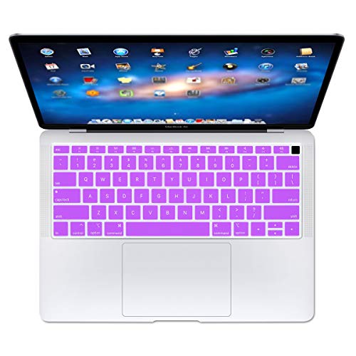 Se7enline for MacBook Air Keyboard Cover 13 inch 2018-2023 A1932 | Silicone Waterproof Dustproof Durable Washable Laptop Accessories US Layout 2023 2022 2021 2020 2019 2018,Purple - color: Purple