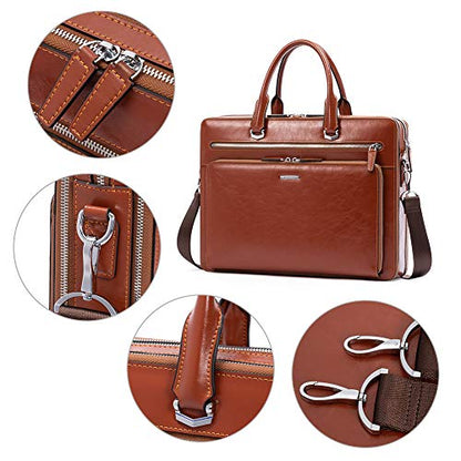 BOSTANTEN Briefcases for Men Messenger Bag Genuine Leather Laptop Bag 15.6 inch Office Work Tote for Buisness Travel - color: A-brown