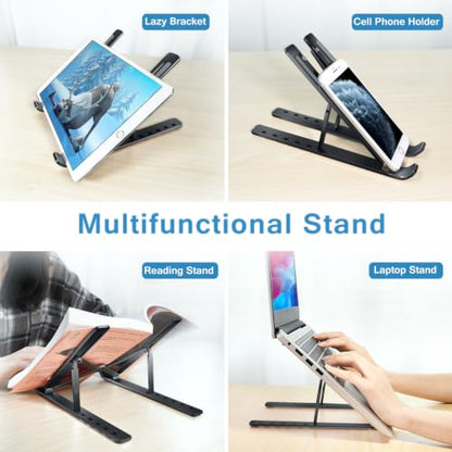 ivoler Laptop Stand, Laptop Holder Riser Computer Tablet Stand, 6 Angles Adjustable Aluminum Ergonomic Foldable Portable Desktop Holder Compatible with 10-15.6” MacBook,iPad, HP, Dell, Lenovo Black - color: C-Black