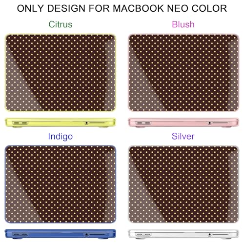 for MacBook Neo 13 Inch Case 2026 (Model A3404, A18 Pro chip), Stylish Pattern Protective Hard Shell with Screen Protector, Keyboard Cover & USB-C Adapter - Brown Polka Dots - color: Brown Polka Dots