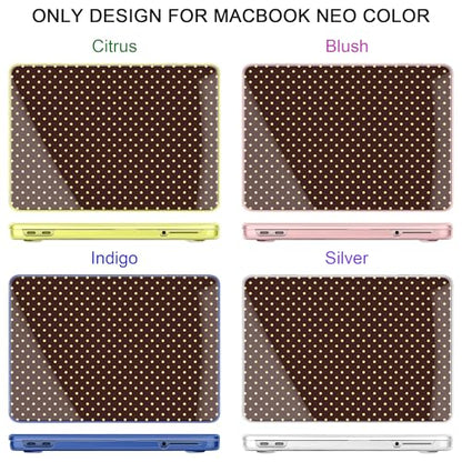 for MacBook Neo 13 Inch Case 2026 (Model A3404, A18 Pro chip), Stylish Pattern Protective Hard Shell with Screen Protector, Keyboard Cover & USB-C Adapter - Brown Polka Dots - color: Brown Polka Dots