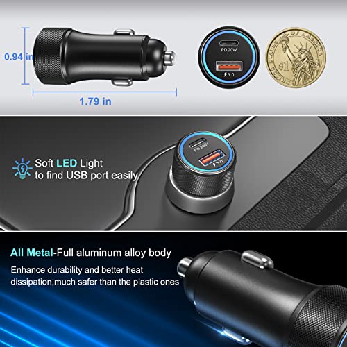 USB C Car Charger 5 Pack, Bangfun 36W Dual Port PD&QC 3.0 Fast Charging 12V USB Car Charger Cigarette Lighter Adapter Plug for iPhone 15 14 13 12 11 Pro Max SE,iPad,Samsung,Pixel(Black) - color: Black