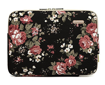 kayond Water-Resistant Canvas 14.1 Inch Laptop Sleeve-Black C Rose - color: Black C Rose, size: 14-14.1 inch