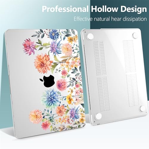 TWOLSKOO for MacBook Air 15 inch Case 2026 2025 2024 2023 Release M5 A3448 M4 A3241 M3 A3114 M2 A2941, Plastic Hard Shell & Screen Protector & Keyboard Cover & Trackpad Film, Beautiful Flowers - color: Beautiful Flowers D020