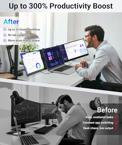 Laptop Screen Extender, Ultra Thin 14" 1080P FHD Triple Portable Monitor for Laptops 13-17.3", 2.2lbs Lightweight Travel Dual Monitor Extender, Plug-Play Aluminum Extended for Mac/Windows/PS5/Chrome - style: 14" Ultra-thin Triple Screen
