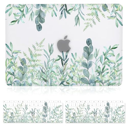 Case for MacBook Air 13 inch M1 A2337 A2179 A1932 2022-2018 Release, 3D Effect Matte Clear See Through Hard Cover&Keyboard Cover Compatible Air 13.3 with Retina Display Touch ID, Green Plants - color: Green Clear