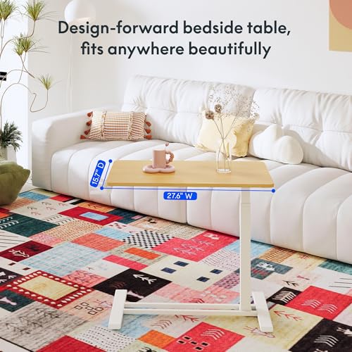 FLEXISPOT 32''Adjustable C Table Gas Spring Mobile Side End Table | Adjustable C table with Wheels, Bedside table for sofa and couch. Laptop Rolling Cart TV Tray, 31.5" W x 17.7" D,Maple - color: Maple, size: 32x18