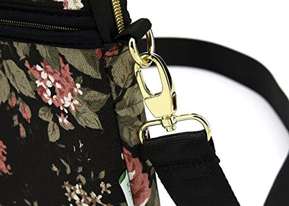 Black C Rose Patten water resistant Laptop Shoulder Messenger Bag Case Sleeve for 15 Inch 15.6 Inch Laptop,Laptop Briefcase - color: Black C Rose, size: 15-15.6 Inch