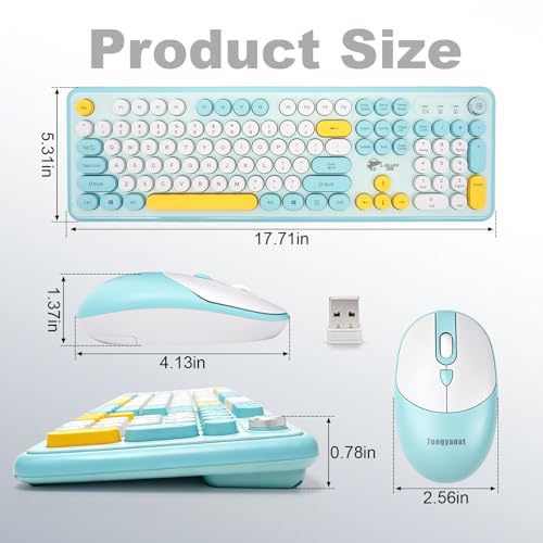 Tongyangat Wireless Keyboard and Mouse Combo, 2.4G Full-Size Keyboard Mouse Set, Plug & Play, Quiet Click, Ergonomic Design, Compatible with Windows, Mac, Laptop, Desktop, Computer (T801A-Blue) - color: T801A-Blue