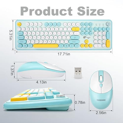 Tongyangat Wireless Keyboard and Mouse Combo, 2.4G Full-Size Keyboard Mouse Set, Plug & Play, Quiet Click, Ergonomic Design, Compatible with Windows, Mac, Laptop, Desktop, Computer (T801A-Blue) - color: T801A-Blue