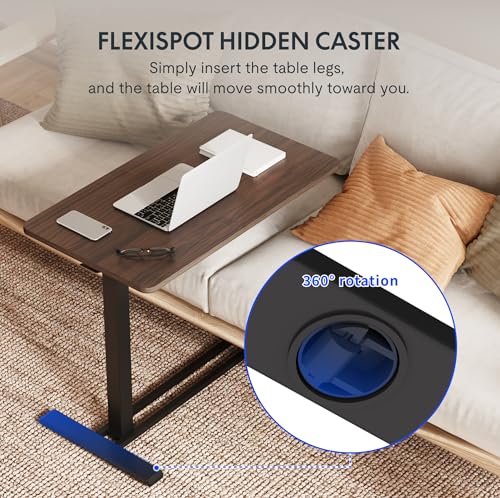 FLEXISPOT 32''Adjustable C Table Gas Spring Mobile Side End Table | Adjustable C table with Wheels, Bedside table for sofa and couch. Laptop Rolling Cart TV Tray, 31.5" W x 17.7" D,Rustic Brown - color: Rustic Brown, size: 32x18