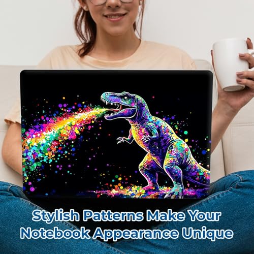 Reusable Universal Laptop Skin Sticker, Cut to Fit for 11.6–15.6 Inch Laptops, Waterproof Protective Film, No-Residue - Rainbow T-Rex - color: Rainbow T-Rex