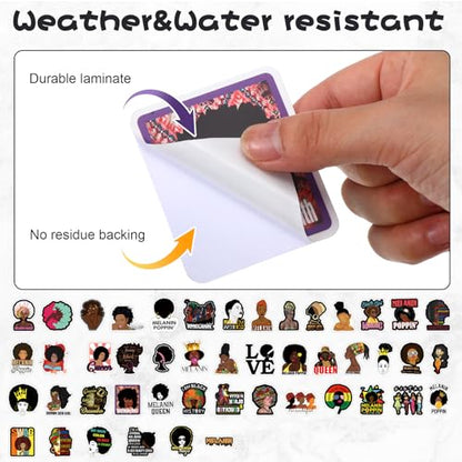 Zonon 100 Pcs Melanin Stickers Black Girl Laptop Water Bottle Decal | Waterproof Vinyl for Teens Women, Computer Skateboard Phone, Black Girl Magic Empowerment Theme, Aesthetic Graffiti Patches - style: Classic