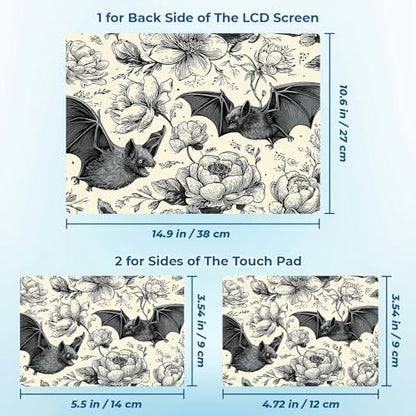 Reusable Universal Laptop Skin Sticker, Cut to Fit for 11.6–15.6 Inch Laptops, Waterproof Protective Film, No-Residue - Bat Floral - color: Bat Floral