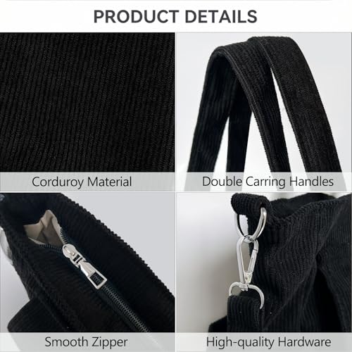 VODIU Canvas Messenger Bag Large Hobo Crossbody bags for Women,Men, Shoulder Tote Handbags with Laptop pocket - color: Black-c