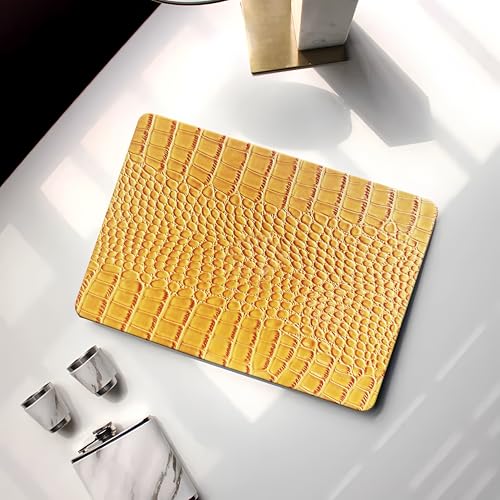 Crocodile Case for MacBook Air 13 inch 2026 M5, 2022-2025 M4/M3/M2 | Model A3449 A3240 A3113 A2681, Texture Crocodile Aligator Skin Snakeskin PU Leather Hardshell Case & Keyboard Cover, Yellow - color: # Shiny Yellow Crocodile