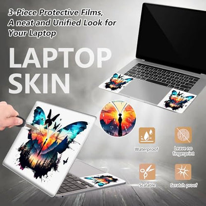 Laptop Skin Sticker for 12.1”-15.6“ Laptops (Fits 13”, 13.3”, 14”, 15”, 15.4”) | Protective Universal Reusable Vinyl Art Decal Cover | Waterproof & Scratch-Resistant-Butterfly Scrap - color: Butterfly Scrap