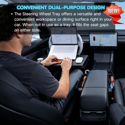 Car Tray for 2023 2024 2025 Honda Pilot | ABS Material Multi Functional Steering Wheel Desk Folds Into Storage Box For Working Dining