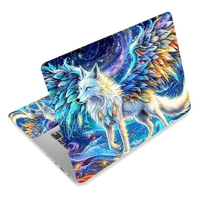 Aesthetic Laptop Skin Cover,12-15.6 Inch Universal Vinyl Sticker Decal,Waterproof Scratch-Resistant Notebook Wrap,Removable Residue-Free Protector,Fantasy Wolf Wings - color: Fantasy Wolf Wings