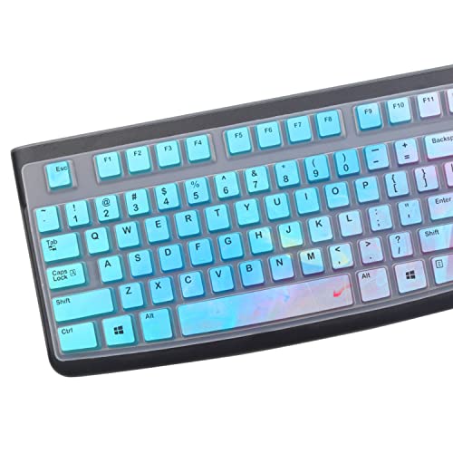 Silicone Keyboard Cover for Logitech K120 & MK120 Ergonomic Desktop USB Wired Keyboard, Logitech K120 & MK120 Keyboard Protective Skin US Layout (NOT Fit Other Model)-Colorful - color: Colorful