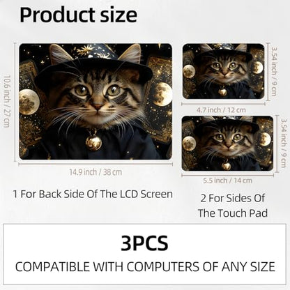 Fortune Teller Cat Universal Laptop Skin Sticker 3PCS, Protective Decal Trim-to-Fit 11.6" 13.3" 14" 15.6" Laptop Vinyl Cover, Removable Anti-Scratch Computer Decal Protector - color: Fortune Teller Cat
